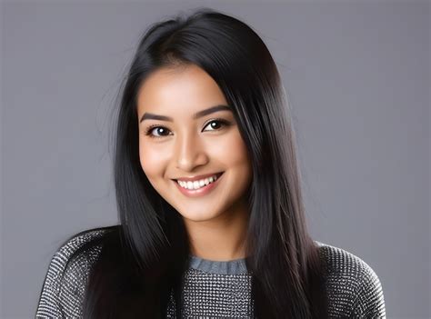 Premium Photo Smiling Nepali Girl In Red Kurta