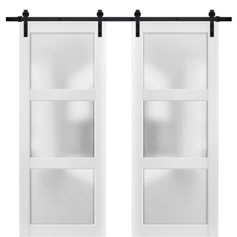 Sartodoors 2552 56 In X 96 In 3 Lite Frosted Glass White Finished