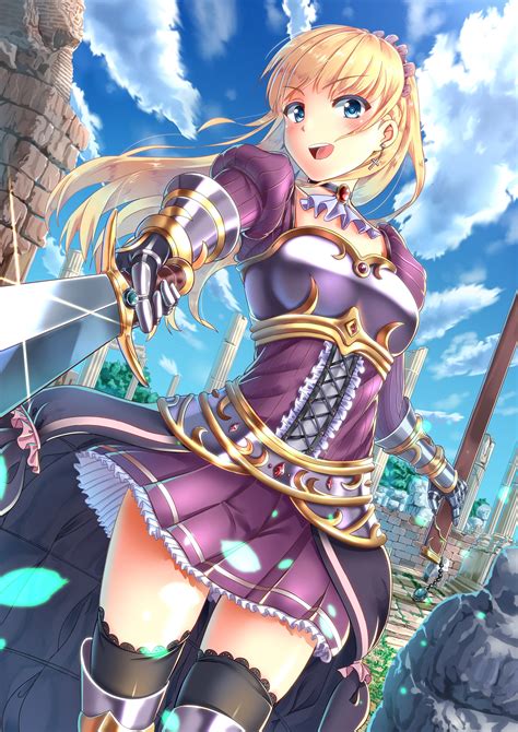 Wallpaper Illustration Anime Girls Armor Sword Original