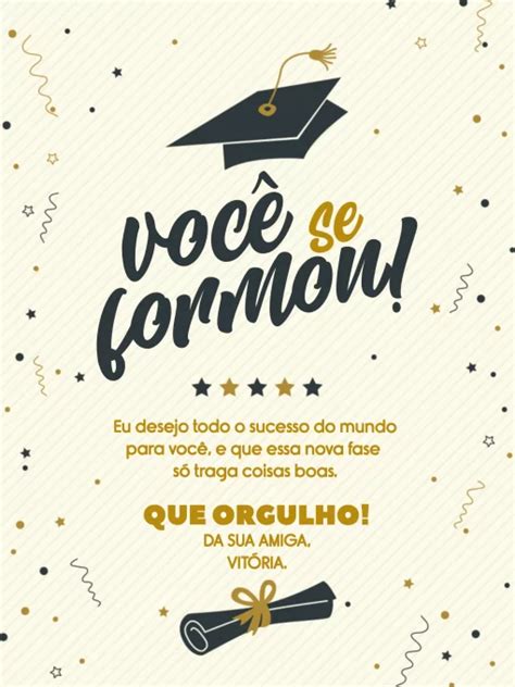 Cart O De Comemora O De Formatura Para Imprimir Edite Online