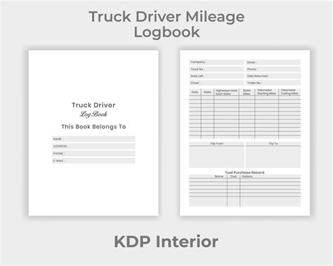 Kdp Interior Truck Driver Mileage Logbook Truck Driver Information And