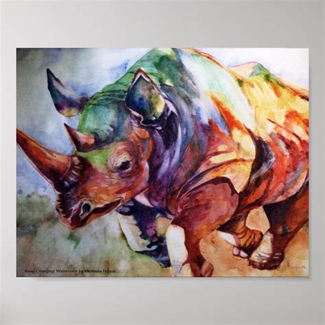 Charging Rhino-Keep Charging! Poster | Zazzle