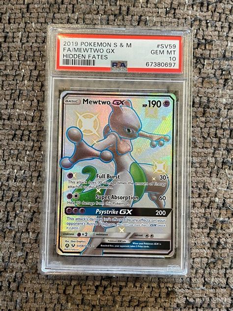 2019 Pokemon SM Hidden Fates FA Mewtwo GX PSA 10 SV59 SV94 Gem Mint