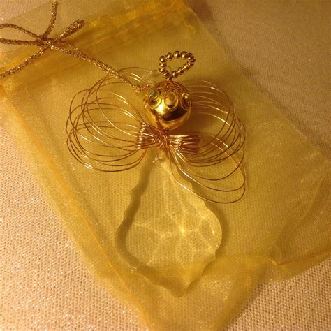 Gold Wire And Crystal Angel Ornament With Gift Pouch Etsy