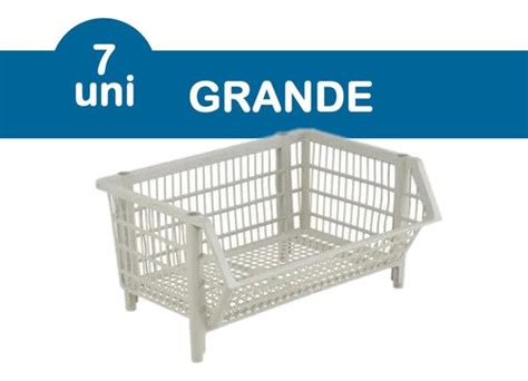 7 X Cesto Grande Empilhavel Expositor Branco Gondola nfe Frete grátis