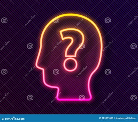 Glowing Neon Line Human Head With Question Mark Icon Isolated On Black