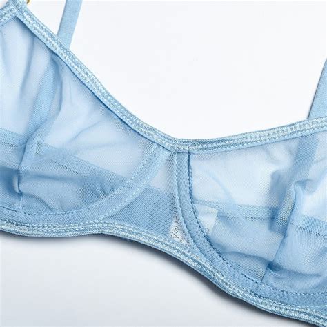 Ensemble De Lingerie Transparente Bleue Voir Travers Quatre Etsy France