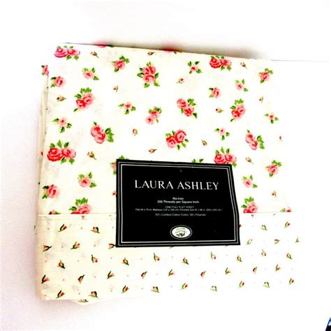 Laura Ashley Full Flat Sheet Laura Ashley Rose Buds Vintage Bedding