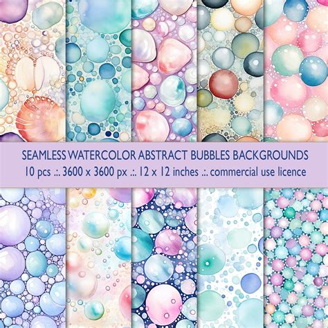 Seamless Watercolor Abstract Decorative Bubbles Pattern Background