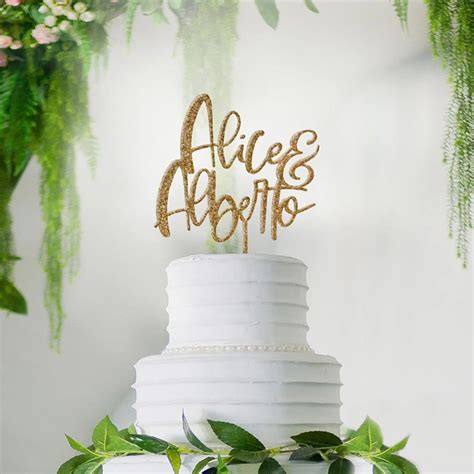 Cake Topper Personalizzato Con Nomi Degli Sposi In Stile Glamour Olall