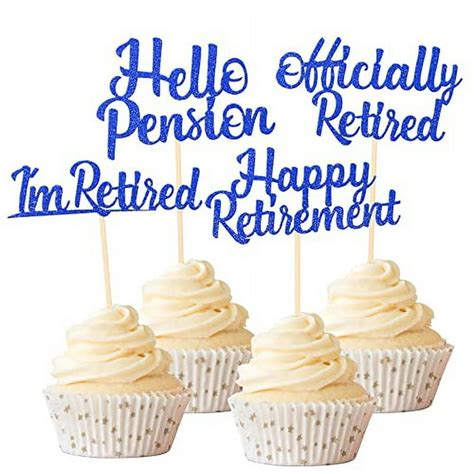 Rsstarxi 24 Pack Happy Retirement Cupcake Toppers Glitter Im