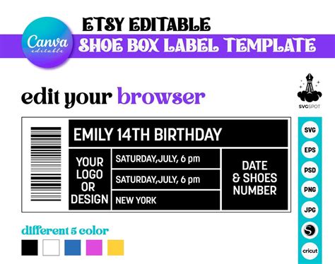 Shoe Box Label Template Template Svg Shoe Box Label Svg Printable