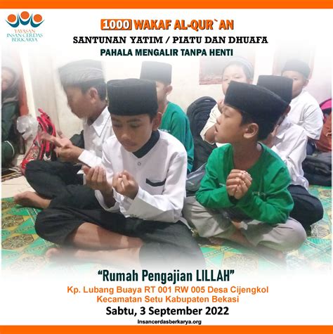 1000 WAKAF AL QURAN DAN SANTUNAN YATIM DHUAFA SABTU 3 SEPTEMBER 2022