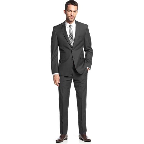 Vince Camuto Charcoal Neat Suit Slim Fit In Black For Men Charcoal Lyst