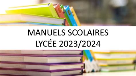 Liste Des Manuels Scolaires LYCEE 2023 2024