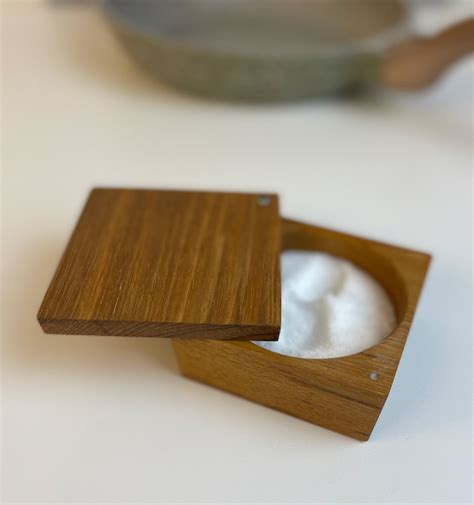 Salt Cellar With Lid Wood Salt Cellar Sliding Lid Large Salt Cellar