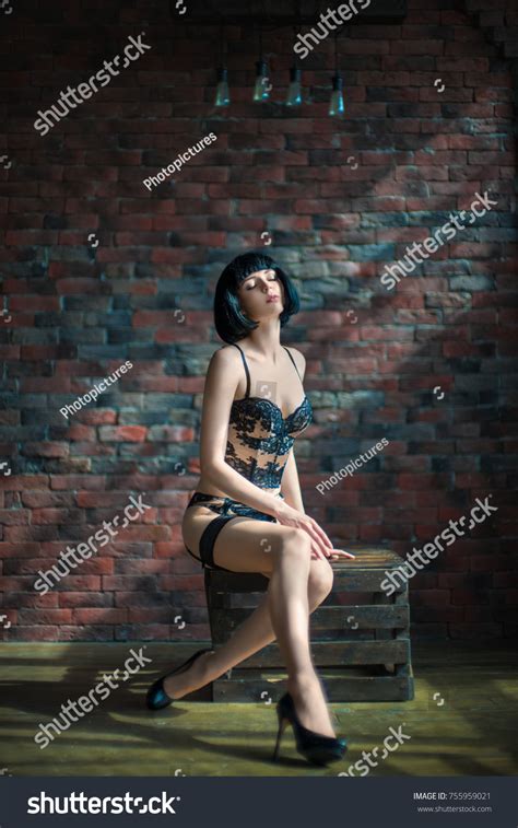 Woman Elegant Black Lace Lingerie Stockings Stock Photo Shutterstock
