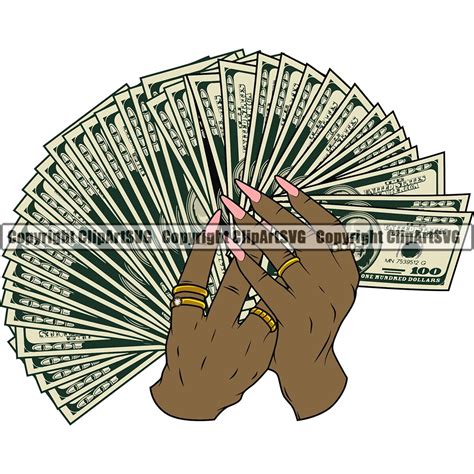 Black Woman Hands Hold Money 100 Hundred Dollar Bill Fan Cash Etsy