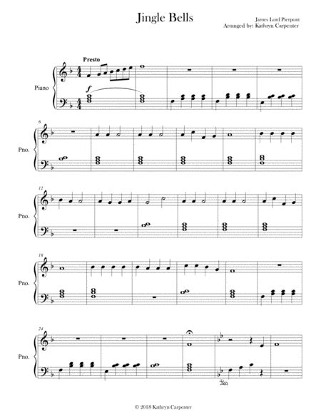 Jingle Bells Intermediate Piano Piano Solo Digital Sheet Music