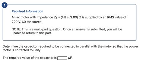 Solved Required Information An Ac Motor With Impedance Chegg