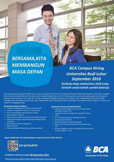 Campus Hiring BCA Bank Central Asia Budi Luhur Career Center