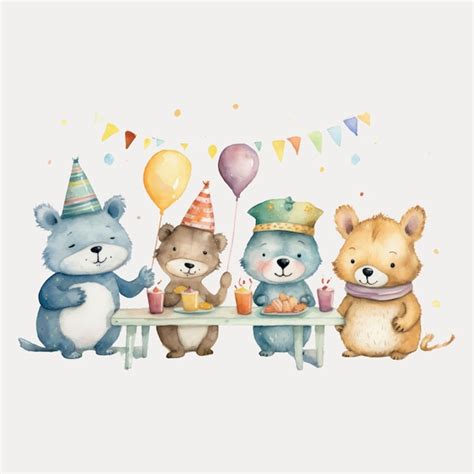 Premium Vector Adorable Animal Birthday Celebration