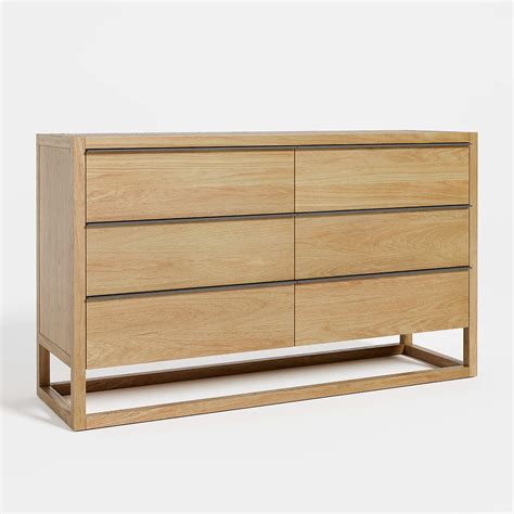 Leavitt Natural Oak Wood 6 Drawer Dresser