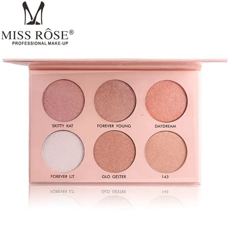 Miss Rose Glow Kit Highlighter Palette 6 Colors Makeup Pressed Contour Powder Palette Shimmer