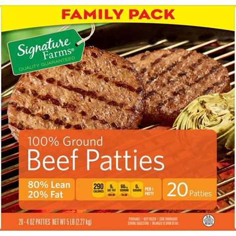 Signature Farms 100 Ground Beef Patties 1source