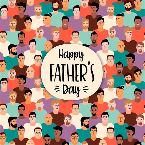 Happy Fathers Day Vector Illustration With Men Faces Vector