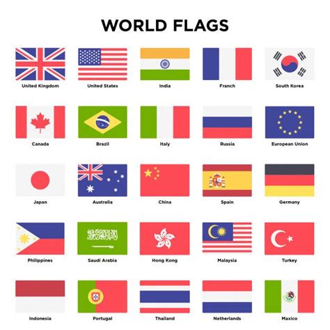 The World Flags Are Shown In Different Colors And Sizes Including One