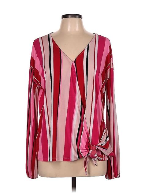 Worthington Long Sleeve Blouse Pink Tops Size Large Em 2024