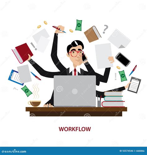 Busy Businessman At Workplace Stock Illustration Illustration Of