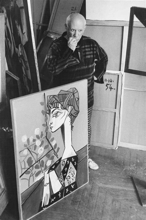 PICASSO With The Portrait Of Jacqueline With Flowers 1957 Photograph