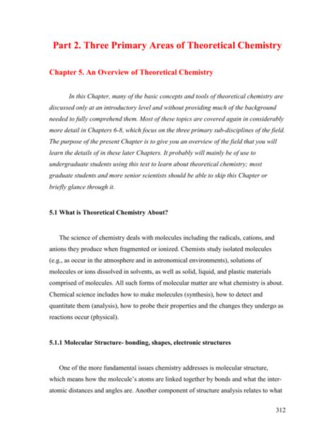 Chapter 5 An Overview Of Theoretical Chemistry