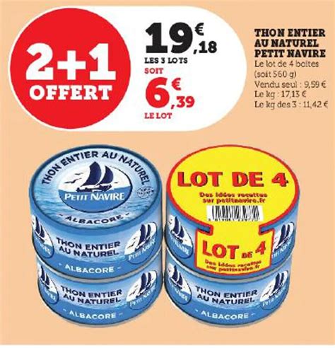 Promo Thon Entier Au Naturel Petit Navire Chez Super U