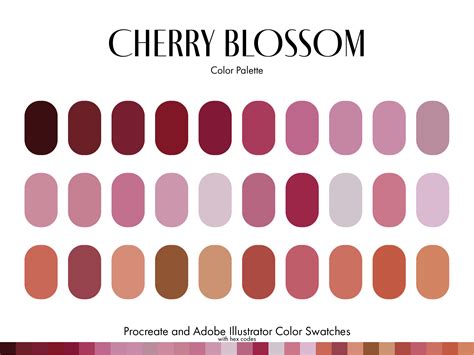 Cherry Blossom Procreate Color Palette Graphic By Arborie · Creative