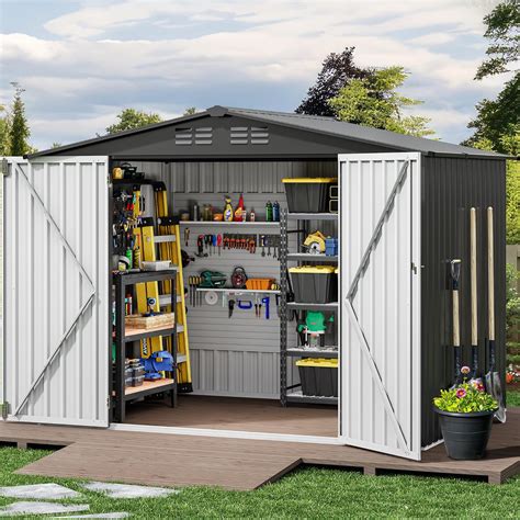 Amazon Dwvo X Ft Outdoor Storage Shed Large Metal Tool Sheds