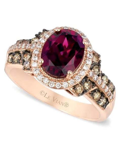 Le Vian Raspberry Rhodolite Garnet Chocolate And White Diamond Oval