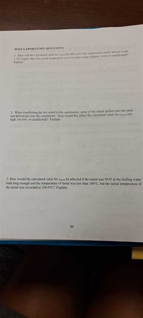 Solved POST LABORATORY QUESTIONS 1 How Will The Calculated Chegg