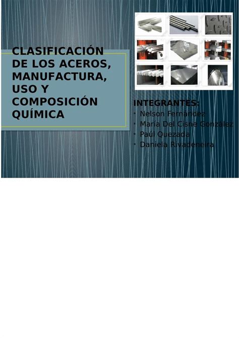 Pdf Clasificaci N De Los Aceros Manufactura Uso Dokumen Tips