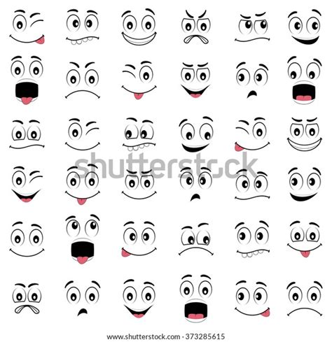 Cartoon Faces Different Expressions Featuring Eyes Stock Vector ...