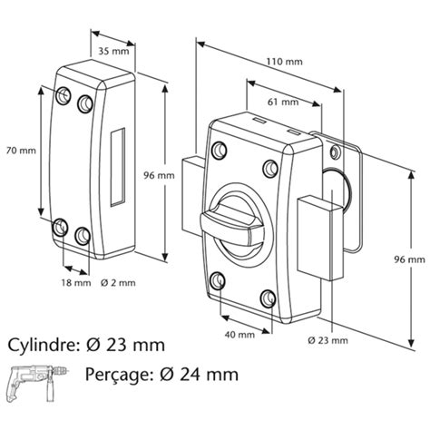 Verrou de porte à bouton avec cylindre C83 40 mm Classik Abus Bronze