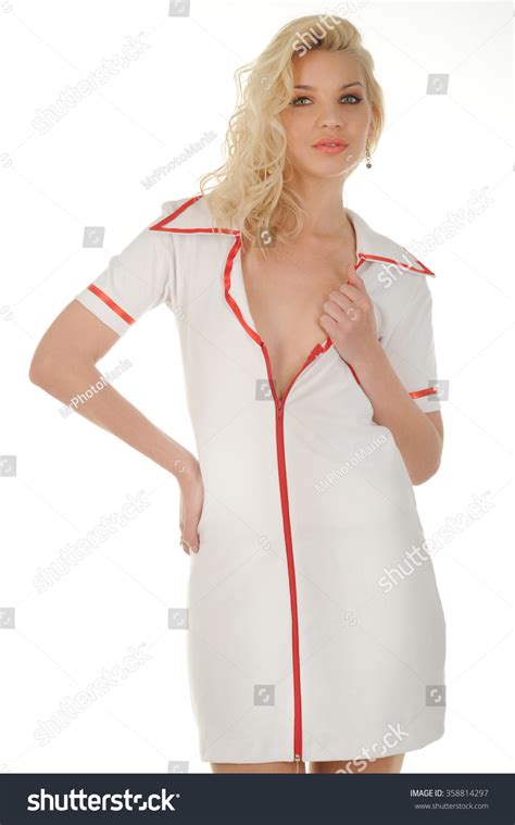 Beautiful Blonde Nurse Wearing White Dress Stock Photo 358814297 Shutterstock