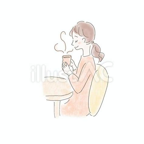 お茶を飲む女性イラスト No 22738305／無料イラスト フリー素材なら「イラストac」