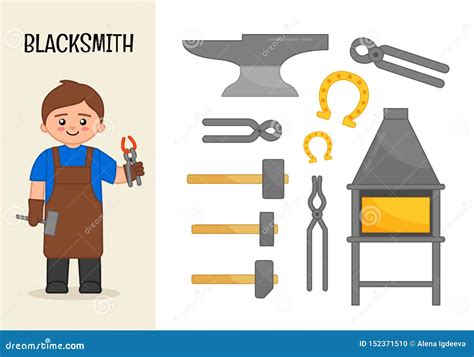 Vector Character Blacksmith Stock Vector Illustration Of Equipment