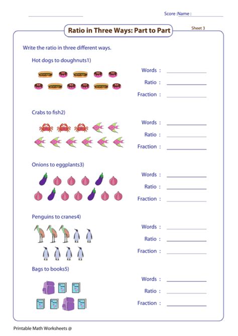 Part To Whole Ratio Worksheets Printable Word Searches