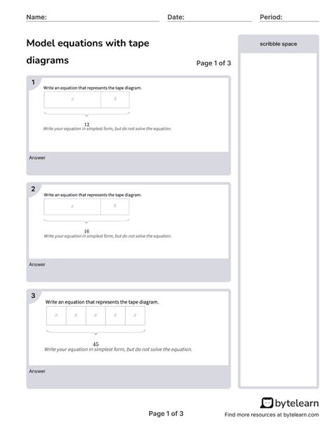 Model Equations With Tape Diagrams Worksheets Pdf 6eeb6