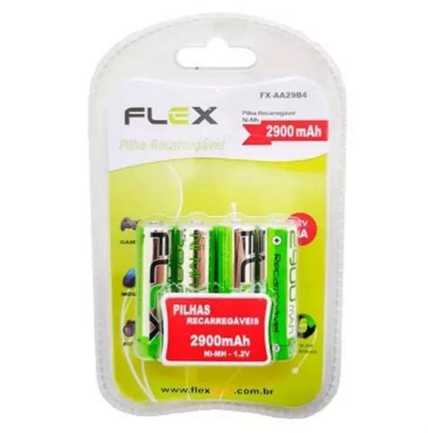 Pilha Recarregavel Aa Flex 2900ma 1 2v Fx Aa29b4 4 Unid