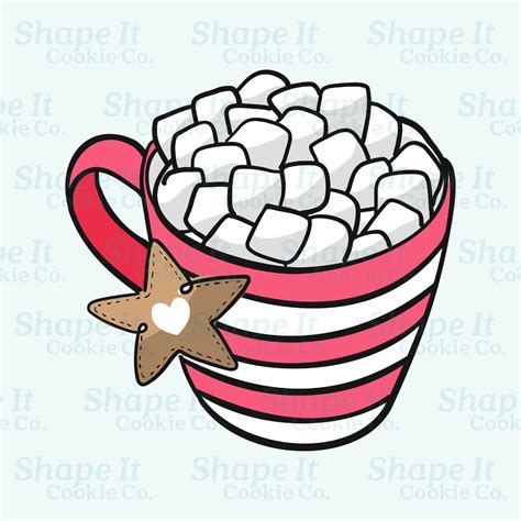Hot Cocoa With Marshmallows Cookie Cutter Shape It Cookie Co
